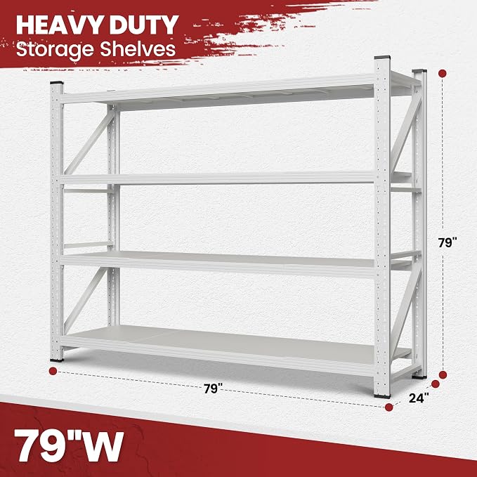 79" Wide Storage Shelves, 7000LBS Garage Shelving Heavy Duty, Standing Shelf - Image 3