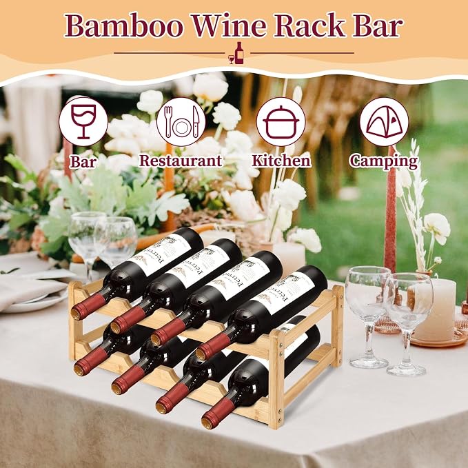 2 Pack Wine Racks, 2-Tire Bamboo Wine Rack, Wine Rack - Image 6