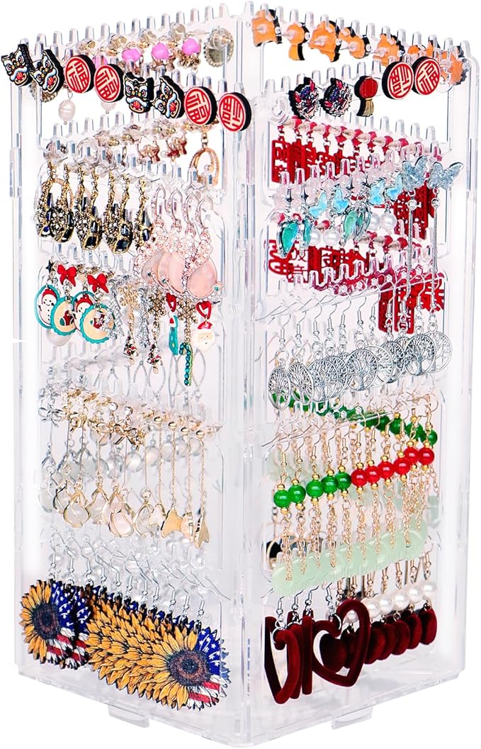 17Dec 360 Rotating Earring Holder Organizer Stand, 5 Tiers Acrylic Jewelry by 17Dec