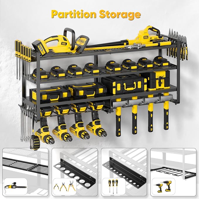 Large Power Tool Organizer Wall Mount, 4 Layers Heavy Duty Metal Loads 400lbs - Image 3
