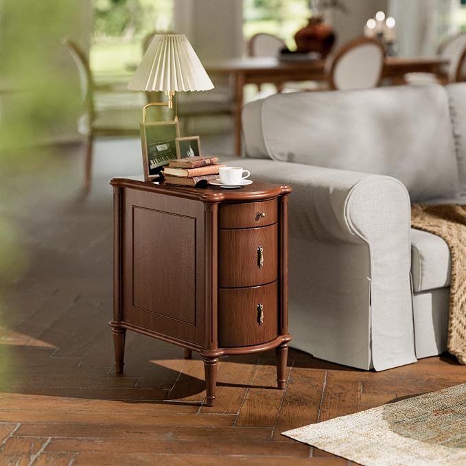 STO'SENSE Nightstand w/Charging Station & 3 Drawers, Pre-Assembled, Vintage - Image 5