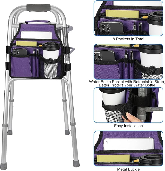 supregear Side Walker Bag, Walker Accessories Bag w/Cup Holder, Folding Walker - Image 3