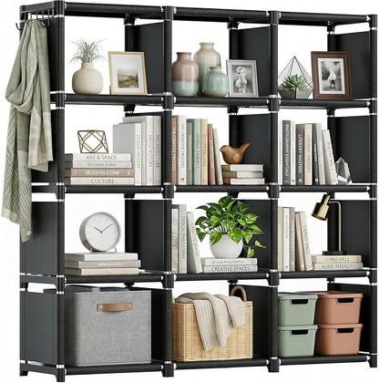 Mavivegue Book Shelf, 12 Cube Storage Organizer, DIY Bookcase, Metal Bookshelf by Mavivegue