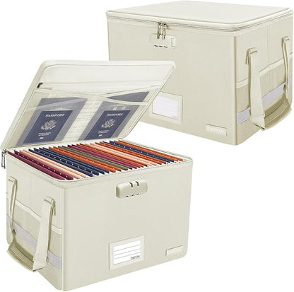 ENGPOW File Box with Lock, Fireproof Document Box with Zipper Lid, Collapsible by ENGPOW