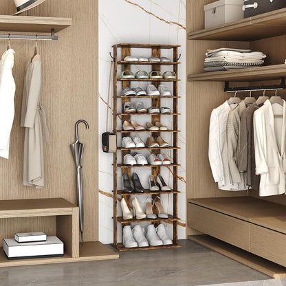 HOMEFORT 10-Tier Vertical Shoe Rack, Corner Shoe Tower, Double Rows 10 Tiers - Image 8
