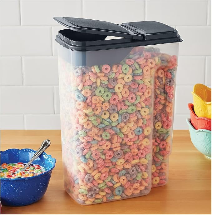 Clear Plastic Cereal Dispenser, 9.75 x 5.38 x 13.5 Inch, 32 Cup Dry Food - Image 4