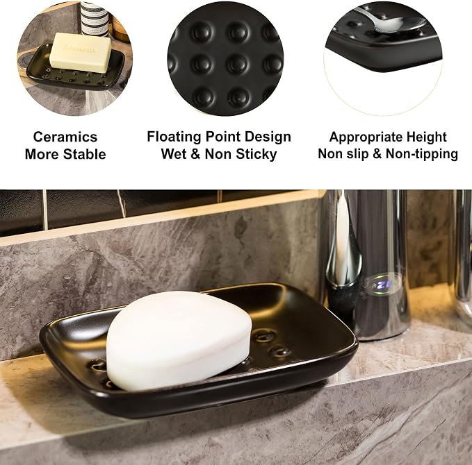 Soap Dish, Ceramic Soap Holder Shower Soap Dish - Image 4