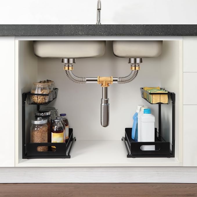 Amazon Basics L-Shape Under Sink Storage Pull Out Cabinet Organizer - Image 6