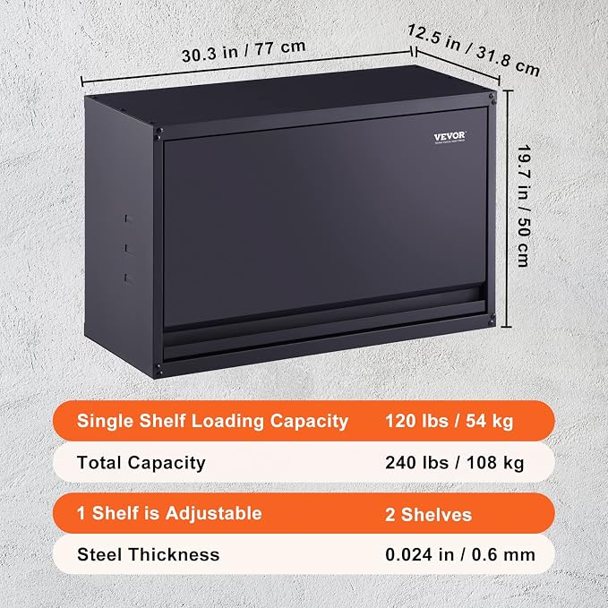 VEVOR Metal Storage Cabinet, 120lbs Load Capacity per Shelf, Press to Close & - Image 2