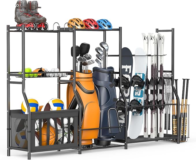 WALMANN Garage Sports Equipment Organizer Stand, Freestanding Ski & Snowboard by WALMANN