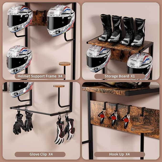 Motorcycle Helmet Holder Wall-Mounted Helmet Rack - Image 9