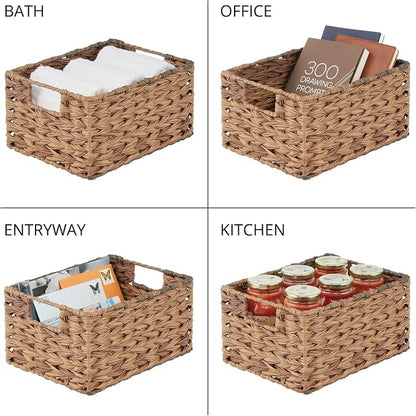mDesign Woven Farmhouse Kitchen Pantry Food Storage Organizer Basket Bin Box - Image 6