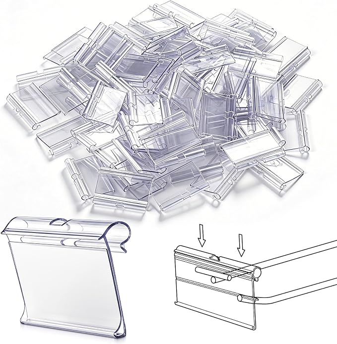 200 Pcs 2.5 x 1.25 Hook Scanner Plates Shelf Label Holders, Reusable Flip-open by Mifoci