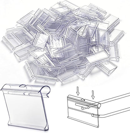 200 Pcs 2.5 x 1.25 Hook Scanner Plates Shelf Label Holders, Reusable Flip-open by Mifoci
