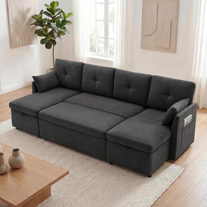 Huatean Home Oversized Sleeper Sofa Couch, 100 inch 2 in 1 Pullout Couch Bed - Image 2