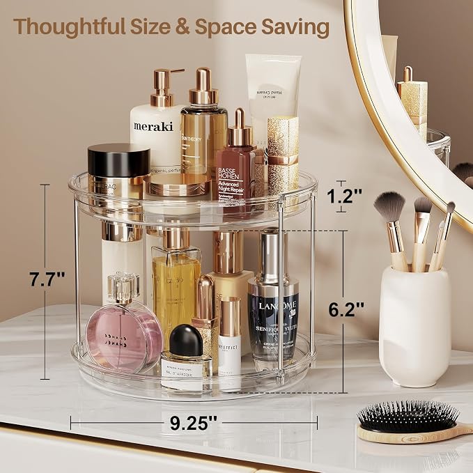 LAMU 2 Tier Lazy Susan Turntable Organizer 9.25'' Rotating Spice Rack - Image 4