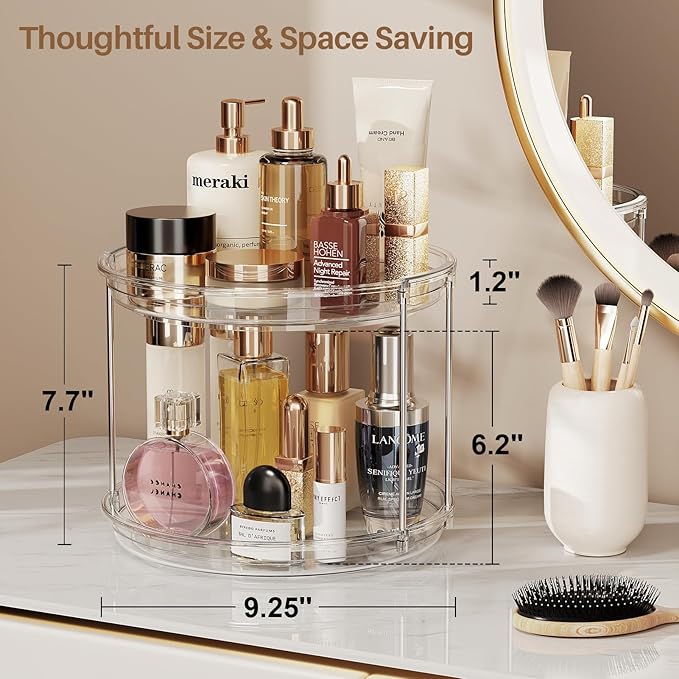 LAMU 2 Pack 2 Tier Lazy Susan Turntable Organizer 9.25'' Rotating Spice Rack - Image 5