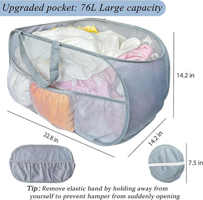 Collapsible Laundry Baskets 2 Pack, Mesh Pop Up Hamper - Image 3