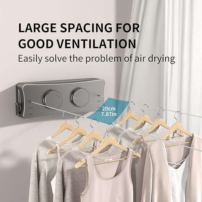 JOOM Retractable Clothesline Heavy Duty Clothes Drying Laundry Line Wall - Image 7