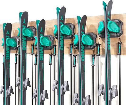 Ski & Snowboard Wall Rack for Garage Wall Fits Any Ski/board, Ski Wall Mount by SkifavsSkiWallMount