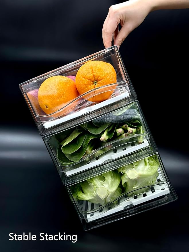 Refrigerator Organizers and Storage Drawer, Stackable Fruit Storage Containers - Image 7