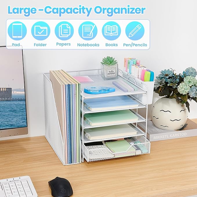 Desk Organizers and Accessories, 5-Tier Paper Letter Tray Organizer - Image 6