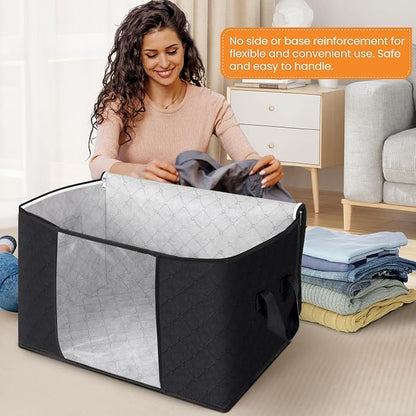 Fab totes 24 Gallons Clothes Storage, Foldable Thick Fabric Blanket Storage Bags - Image 3