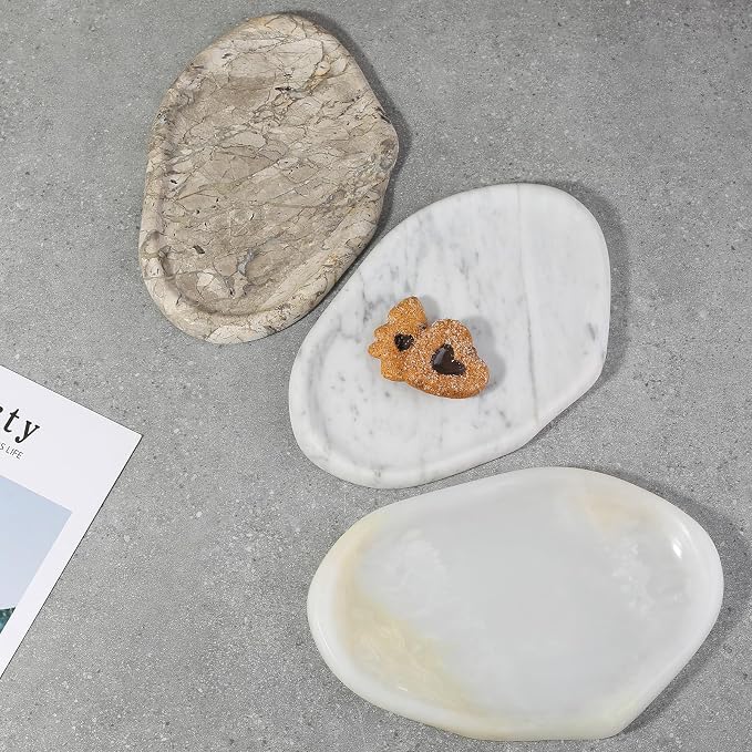 Koville Marble Vanity Tray for Bathroom, Cloud Shape Stone Key Tray | 10" x 7" - Image 8