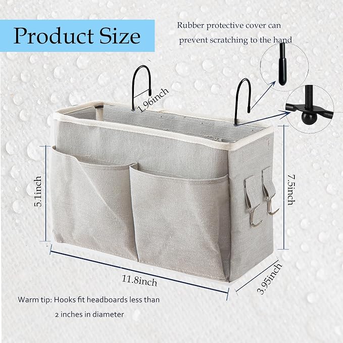 2-Pack Bedside Caddy, Bedside Hanging Storage Organizer - Image 3