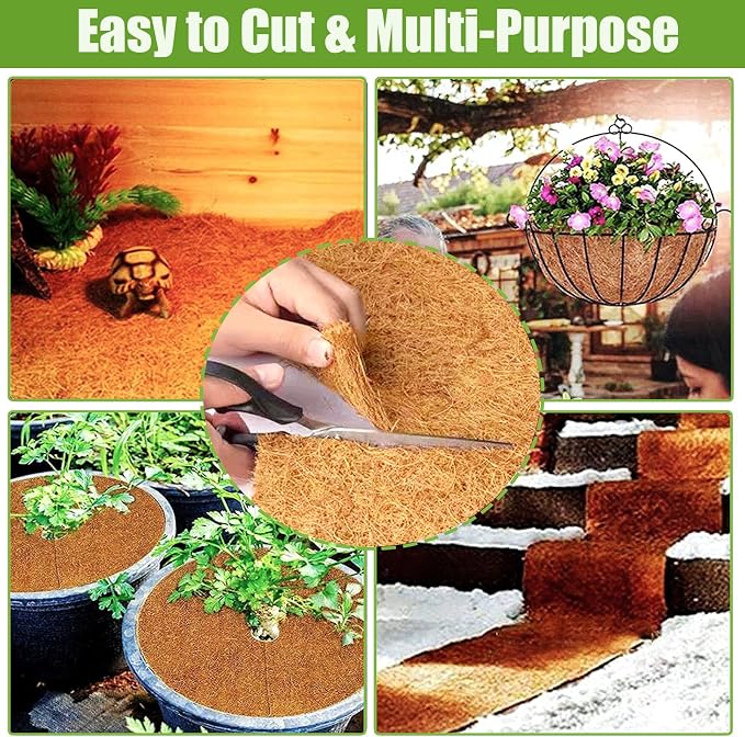 14x100 Inch Coconut Liner Roll for Planters Flower Basket Natural Coco Fiber - Image 4