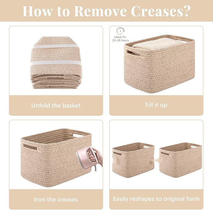 OIASKET 4Packs Natural Cotton Rope Storage Baskets - Image 9
