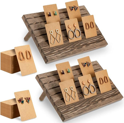 Marsui 62 Pcs Wood Earring Display Stand Earring Card Display 2 Sets of Holder by Marsui