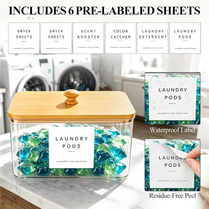 Dryer Sheet Holder with Lid, Dryer Sheet Dispenser with 6 Labels, Laundry Sheet - Image 3