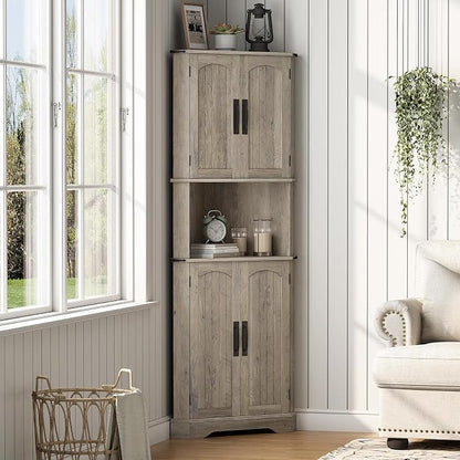 Maupvit Tall Corner Cabinet, Farmhouse Corner Storage Cabinet - Image 8