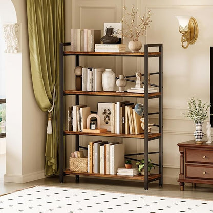 4 Tier Bookshelf 31.49" Width, Tall Book Shelf Storage and Organization - Image 4