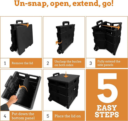Collapsible Ultra-Slim Pack-N-Roll, 2 Wheel Utility Cart w/Lid used as Seat up - Image 6