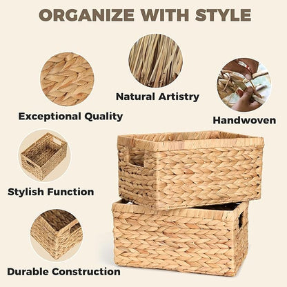 Set of 2 Wicker Shelf Storage Baskets - Image 5