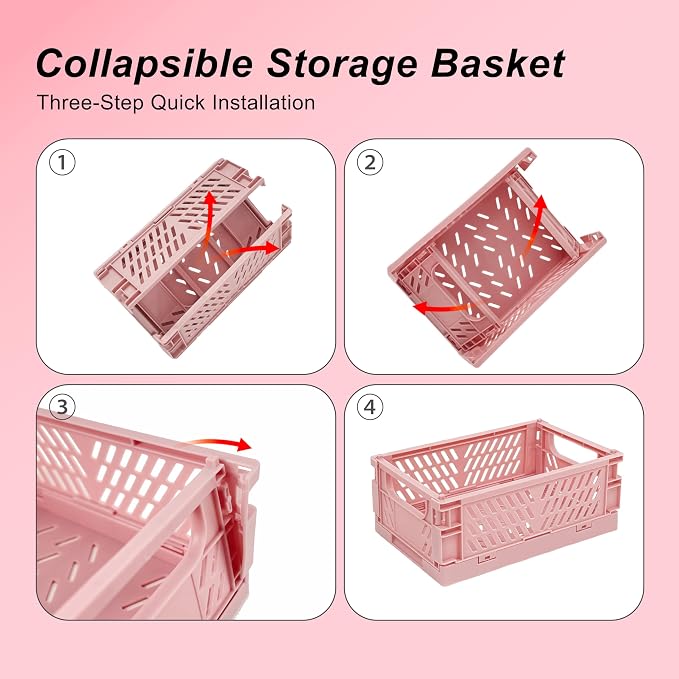 6 Pack Mini Foldable Small Plastic Baskets - Image 4