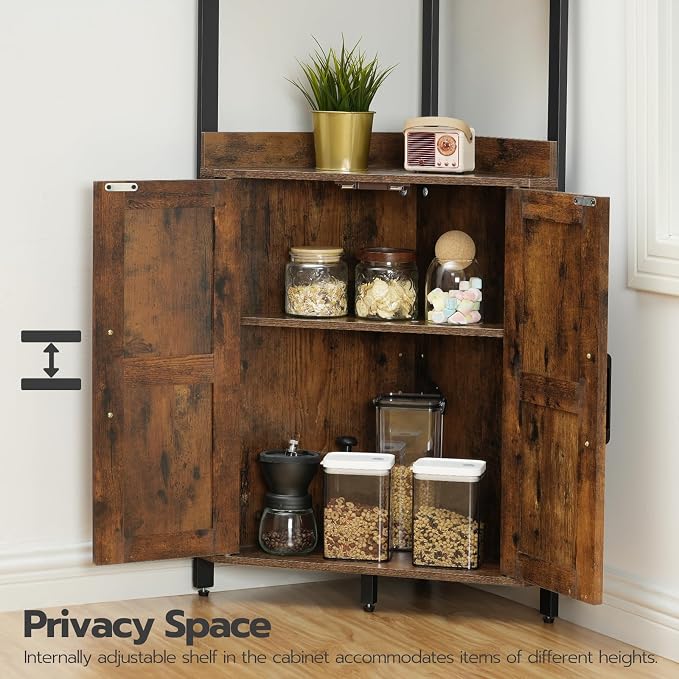 HOOBRO Corner Shelf with Storage, Tall Corner Cabinet, 5-Tier Bookshelf Stand - Image 6