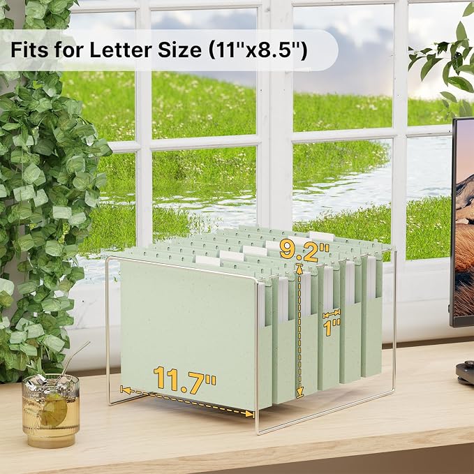 Wheat Straw Plastic Hanging File Folder Letter Size, Heavy Duty 1 Inch Expansion - Image 2