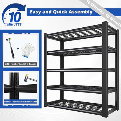 REIBII 3010LBS Storage Shelves 72" H Garage Shelving Heavy Duty Metal Shelving - Image 9