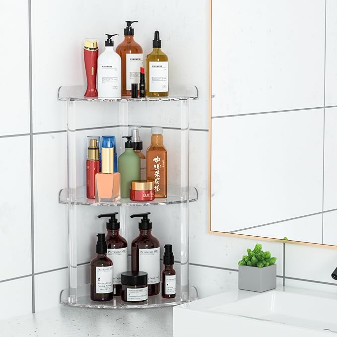 3 Tier Countertop Corner Organizer Shelf 7x7x15.7 Inch, Countertop Acrylic - Image 2