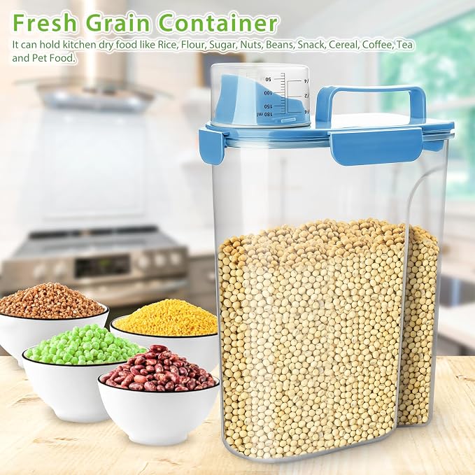 Rice Storage Container, 5 to 10lb Dry Food Airtight Dispenser, Pet Dog Cat Food - Image 7