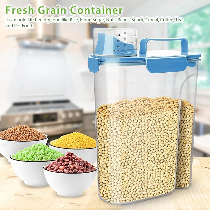 Rice Storage Container, 5 to 10lb Dry Food Airtight Dispenser, Pet Dog Cat Food - Image 7