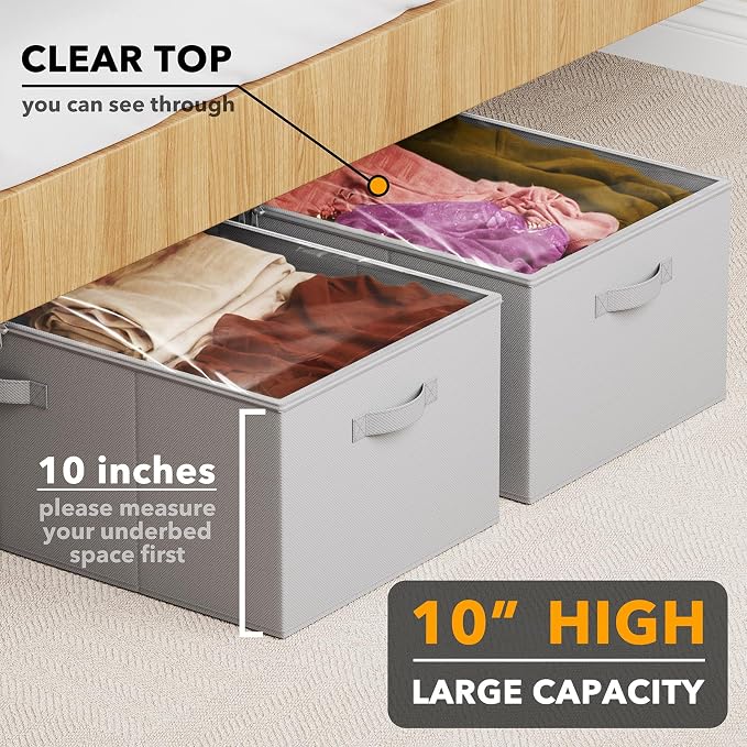 SpaceAid 2 Pack 10" High Under Bed Storage Containers, Large Underbed Storage - Image 2