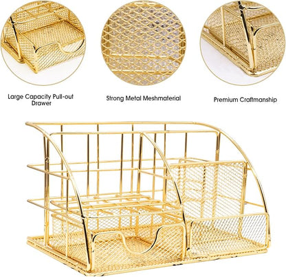 KAAKOW Gold Desk Organizers and Accessories Office Supplies Set Stapler - Image 3
