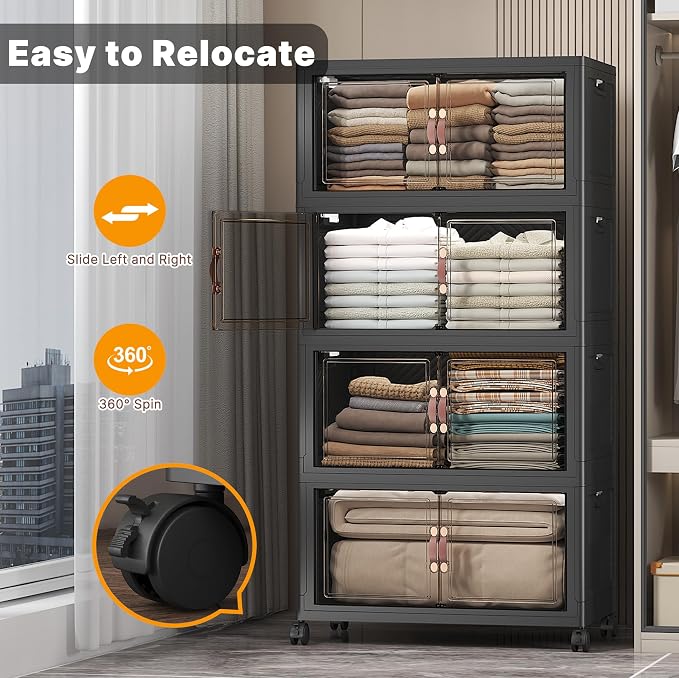 UAMFURI Stackable Storage Bins, 560QT Collapsible Drawers - Image 8