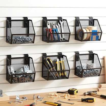 6 Set Slatwall Bins with Metal Hooks Mesh Slat wall Mounted Hanging Holder - Image 7