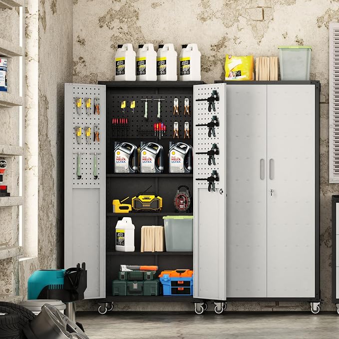 Garage Metal Storage Cabinet, Heavy-Duty Shelving Unit - Image 7