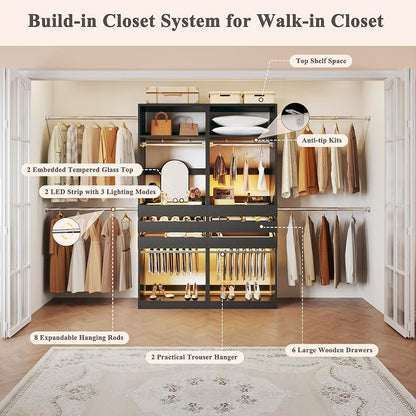 Closet System Set of 2, 5.7-10.4FT Closet Organizer System - Image 6